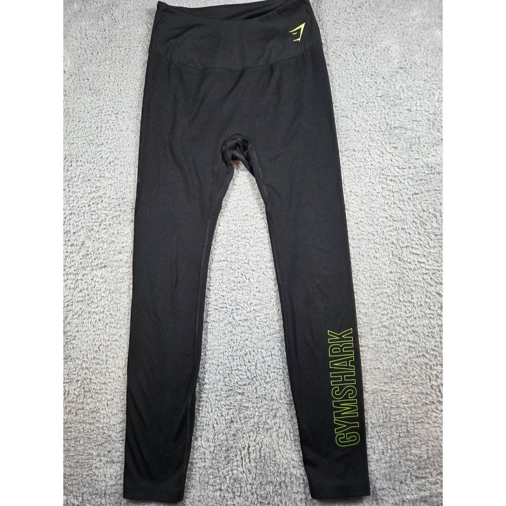 Gymshark Leggings S Black Neon Green Womens High Waisted Graphic Activewear